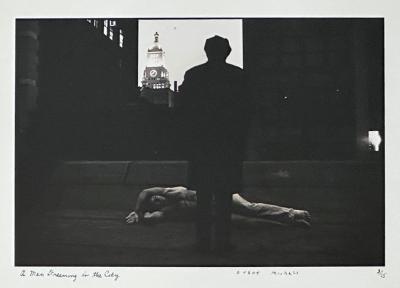 Duane Michals Framed Editioned Photograph A Man Dreaming in the City by Duane Michals