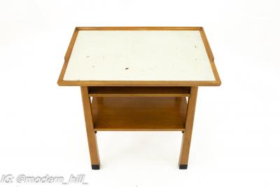 Dunbar Mid Century Walnut White Laminate Side End Table