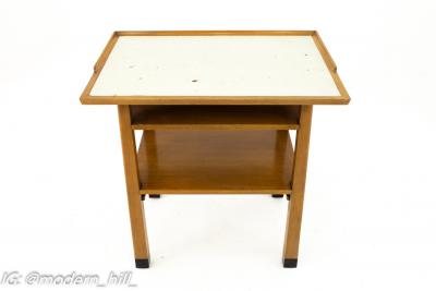 Dunbar Mid Century Walnut White Laminate Side End Table