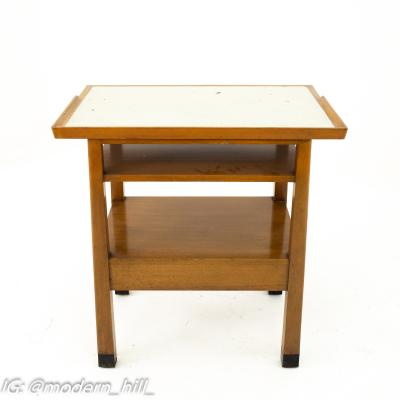 Dunbar Mid Century Walnut White Laminate Side End Table