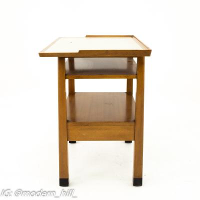 Dunbar Mid Century Walnut White Laminate Side End Table