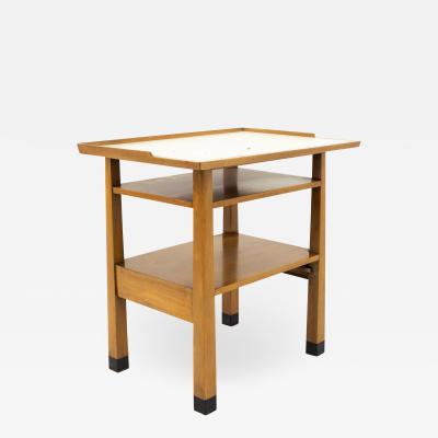 Dunbar Mid Century Walnut White Laminate Side End Table