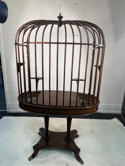 Duncan Phyfe ANTIQUE MAHOGANY DUNCAN PHYFE STYLE BIRDCAGE PLANTER