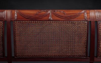 Duncan Phyfe Federal Scroll Back Caned Sofa