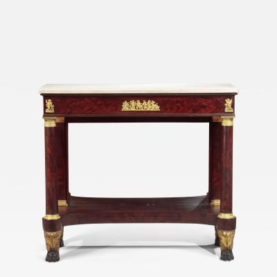 Duncan Phyfe Gilt Bronze Mounted and Brass Inlaid Mahogany Pier Table