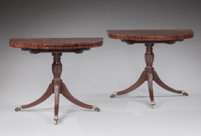 Duncan Phyfe PAIR OF TRICK LEG CARD TABLES