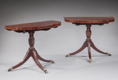 Duncan Phyfe PAIR OF TRICK LEG CARD TABLES
