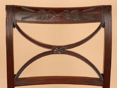 Duncan Phyfe SET OF FIVE FEDERAL SHERATON SIDE CHAIRS AND ONE ARMCHAIR
