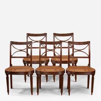 Duncan Phyfe SET OF FIVE FEDERAL SHERATON SIDE CHAIRS AND ONE ARMCHAIR