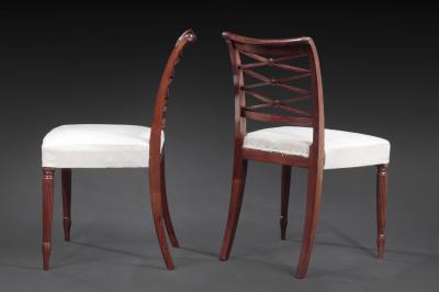 Duncan Phyfe Set of Nine Federal Carved Mahogany Dining Chairs including an Armchair