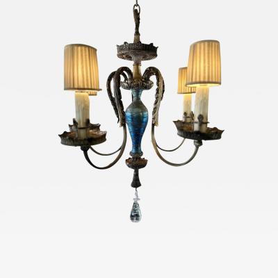 Durand Antique Durand Blue Iridescent Glass Chandelier