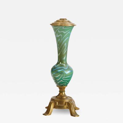 Durand Antique Durand Green Iridescent Glass King Tut Table Lamp