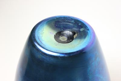 Durand Durand Blue Aurene Art Glass Vase on Bronze Base 1925 United States