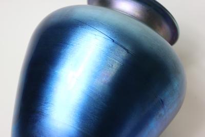 Durand Durand Blue Aurene Art Glass Vase on Bronze Base 1925 United States