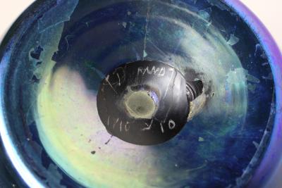 Durand Durand Blue Aurene Art Glass Vase on Bronze Base 1925 United States