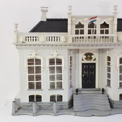 Dutch 19th Century Folk Art Architectural Miniature Mansion Pigeon Birdcage
