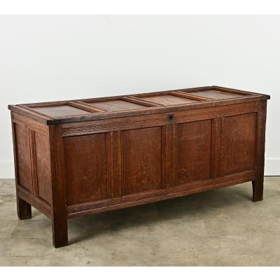 Dutch 19th Century Oak Paneled Coffer