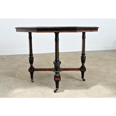 Dutch 19th Century Octagonal Ebonized Burl Maple Center Table