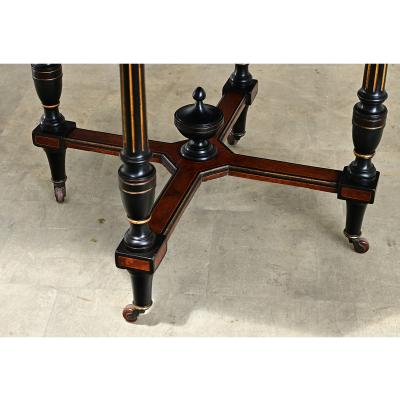 Dutch 19th Century Octagonal Ebonized Burl Maple Center Table