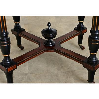 Dutch 19th Century Octagonal Ebonized Burl Maple Center Table