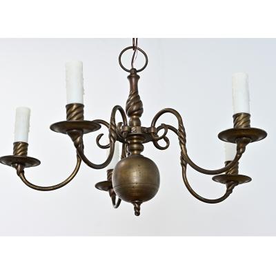 Dutch 19th Century Petite Brass Chandelier