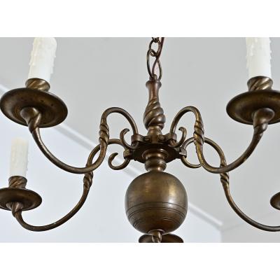 Dutch 19th Century Petite Brass Chandelier