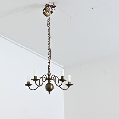 Dutch 19th Century Petite Brass Chandelier