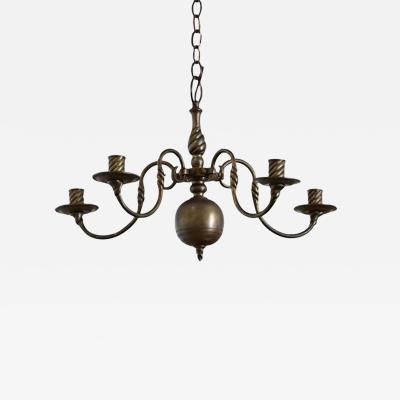 Dutch 19th Century Petite Brass Chandelier