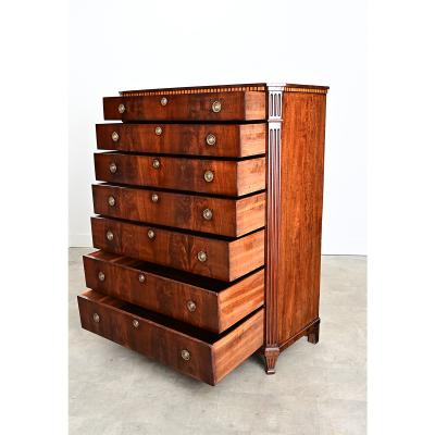 Dutch 19th Century Seven Drawer Mahogany Chest