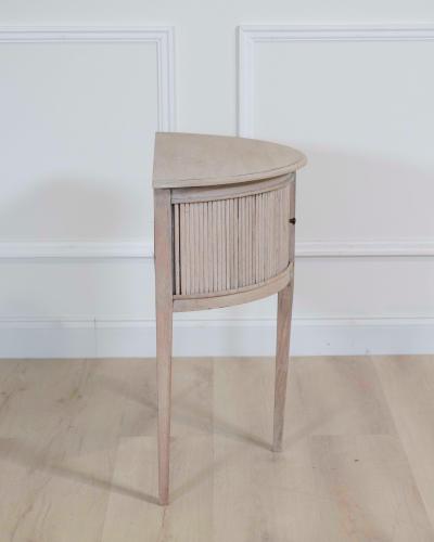 Dutch 20th Century Bleached Oak Demi Lune Console Table with Tambour Door