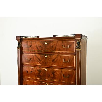 Dutch 20th Century Mahogany Empire Style Tallboy