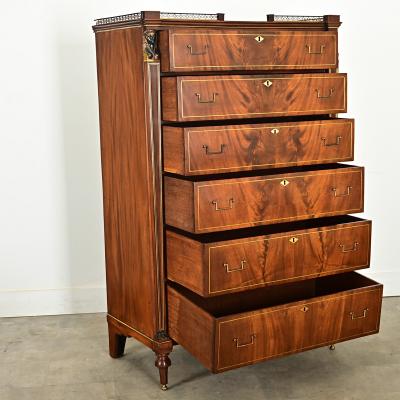 Dutch 20th Century Mahogany Empire Style Tallboy