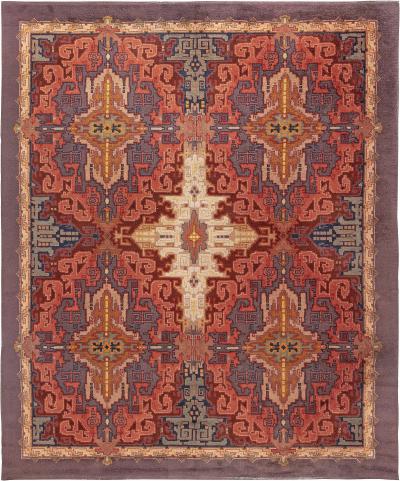 Dutch Art Deco Purple Beige Burgundy Orange Hand Knotted Rug by Jaap Gidding