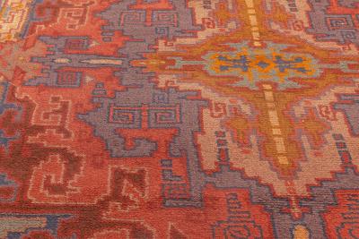 Dutch Art Deco Purple Beige Burgundy Orange Hand Knotted Rug by Jaap Gidding