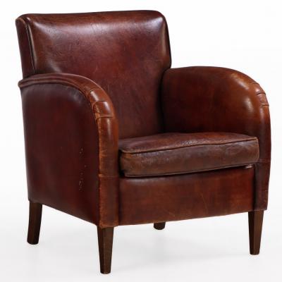 Dutch Art Deco Style Leather Club Chair C 1960 