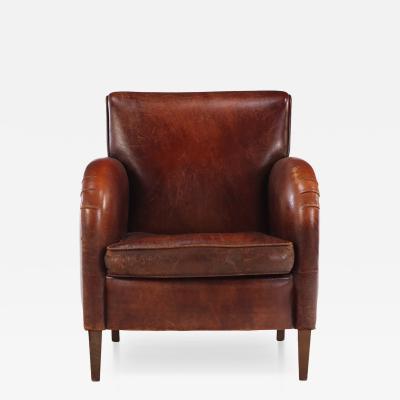 Dutch Art Deco Style Leather Club Chair C 1960 