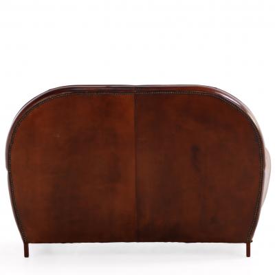 Dutch Art Deco Style Leather Loveseat 1930s Modernist Form