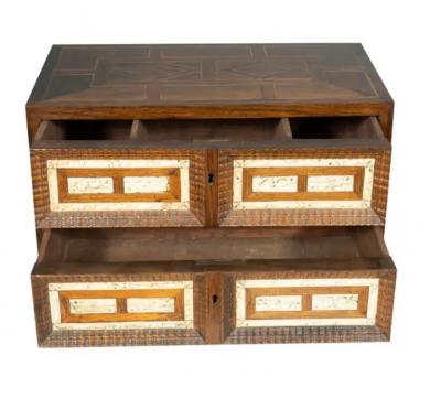 Dutch Colonial Rosewood And Bone Table Chest