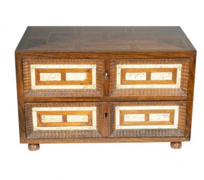 Dutch Colonial Rosewood And Bone Table Chest