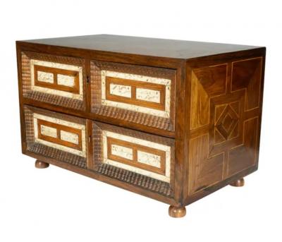 Dutch Colonial Rosewood And Bone Table Chest
