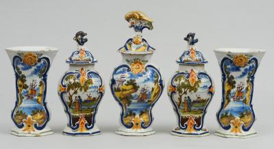 Dutch Delft Assembled Garniture Set 18th Century