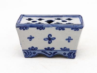 Dutch Delft Style Blue White Ceramic Flower Brick France Early 20th C 