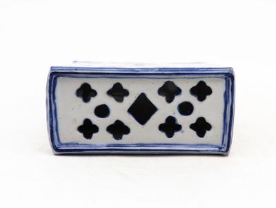 Dutch Delft Style Blue White Ceramic Flower Brick France Early 20th C 