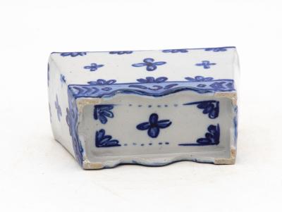 Dutch Delft Style Blue White Ceramic Flower Brick France Early 20th C 