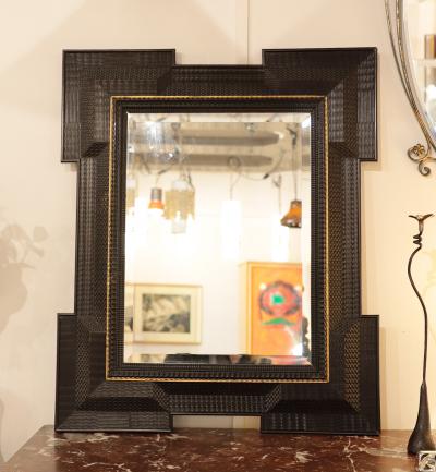 Dutch Ebonised Ripple Moulded Mirror circa 1880