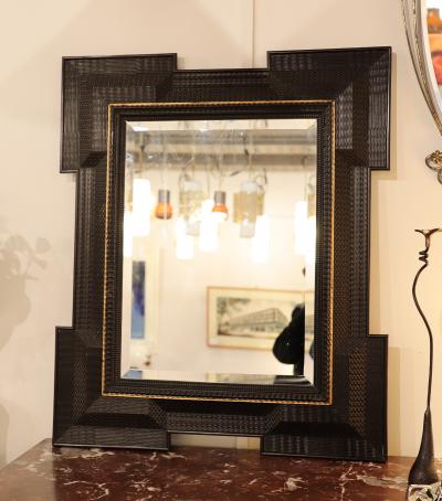 Dutch Ebonised Ripple Moulded Mirror circa 1880