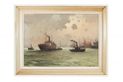 Dutch Harbor Painting by Jan Knikker Jr 