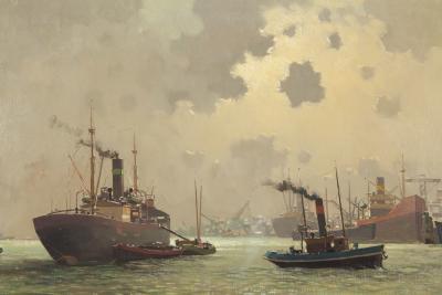 Dutch Harbor Painting by Jan Knikker Jr 