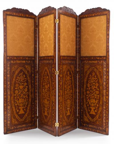Dutch Mahogany 4 Fold Screen