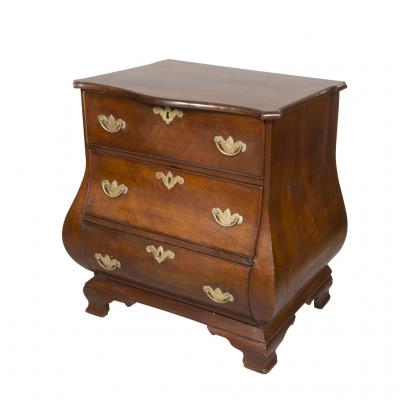 Dutch Mahogany Bombe Petit Chest of Drawers